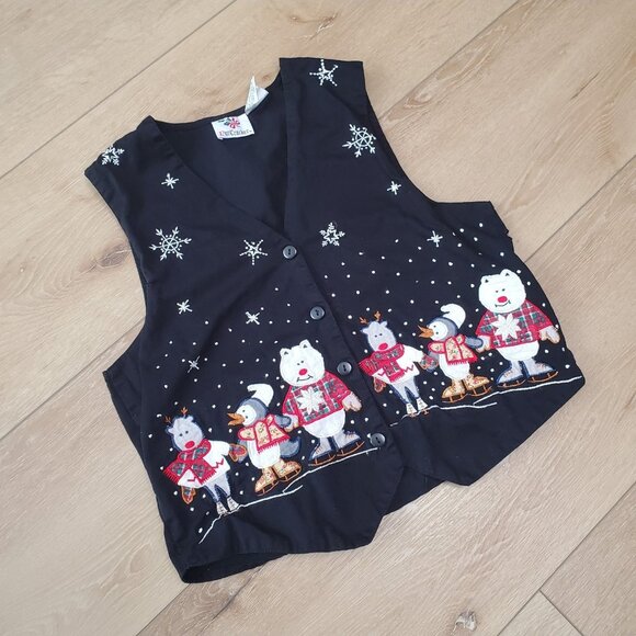 Vintage Nutcracker Christmas Vest Ugly Sweater Holiday Size S READ HOLES - Picture 9 of 15